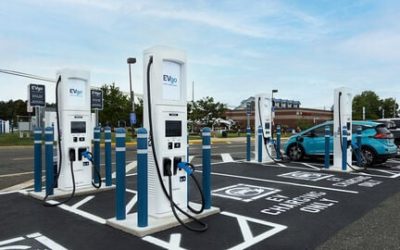 Electric vehicle fast-charging station open on AC Expressway