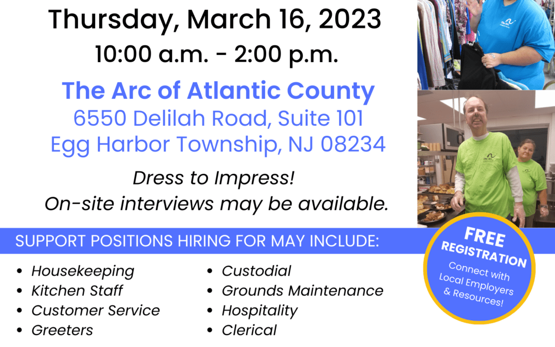 The Arc of Atlantic County to Partner with NJ Department of Labor for Targeted Hiring Event for Individuals with Disabilities